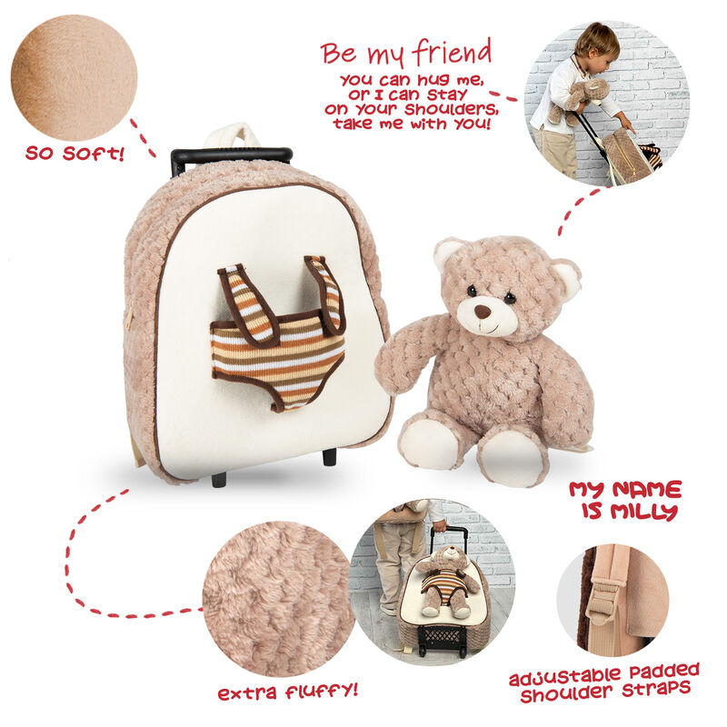 Bear Milly trolley with plush toy 38cm - Image 4