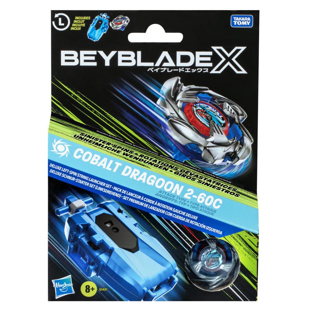 Beyblade X Cobalt Dragoon 2-60C Premium set launcher with rope and top - Image 8