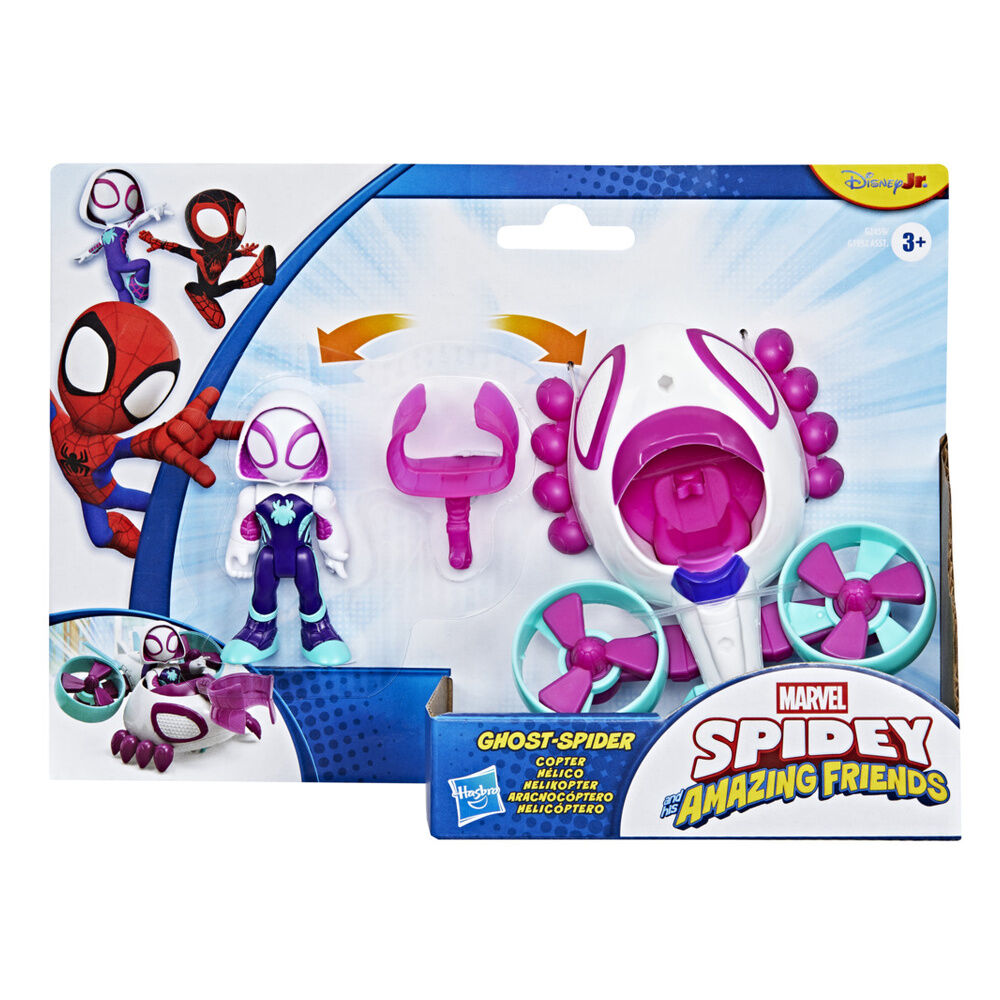 Marvel And His Awesome Friends Spidey Ghost Spider figure + vehicle - Image 2