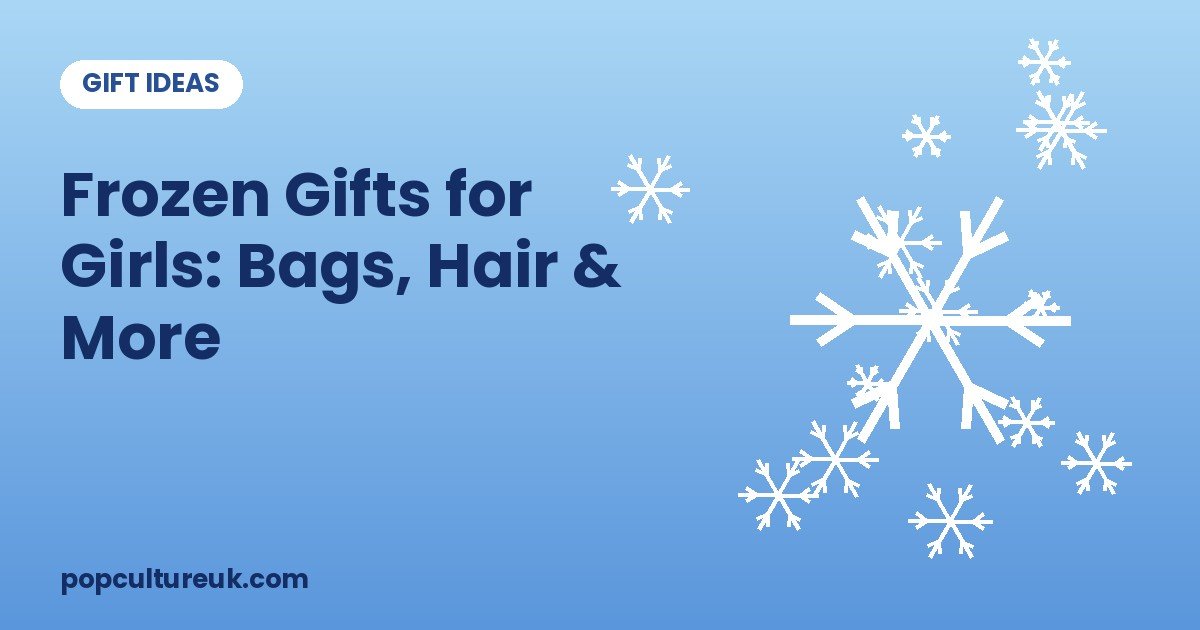 White snowflakes on an icy blue background for a Frozen gift guide