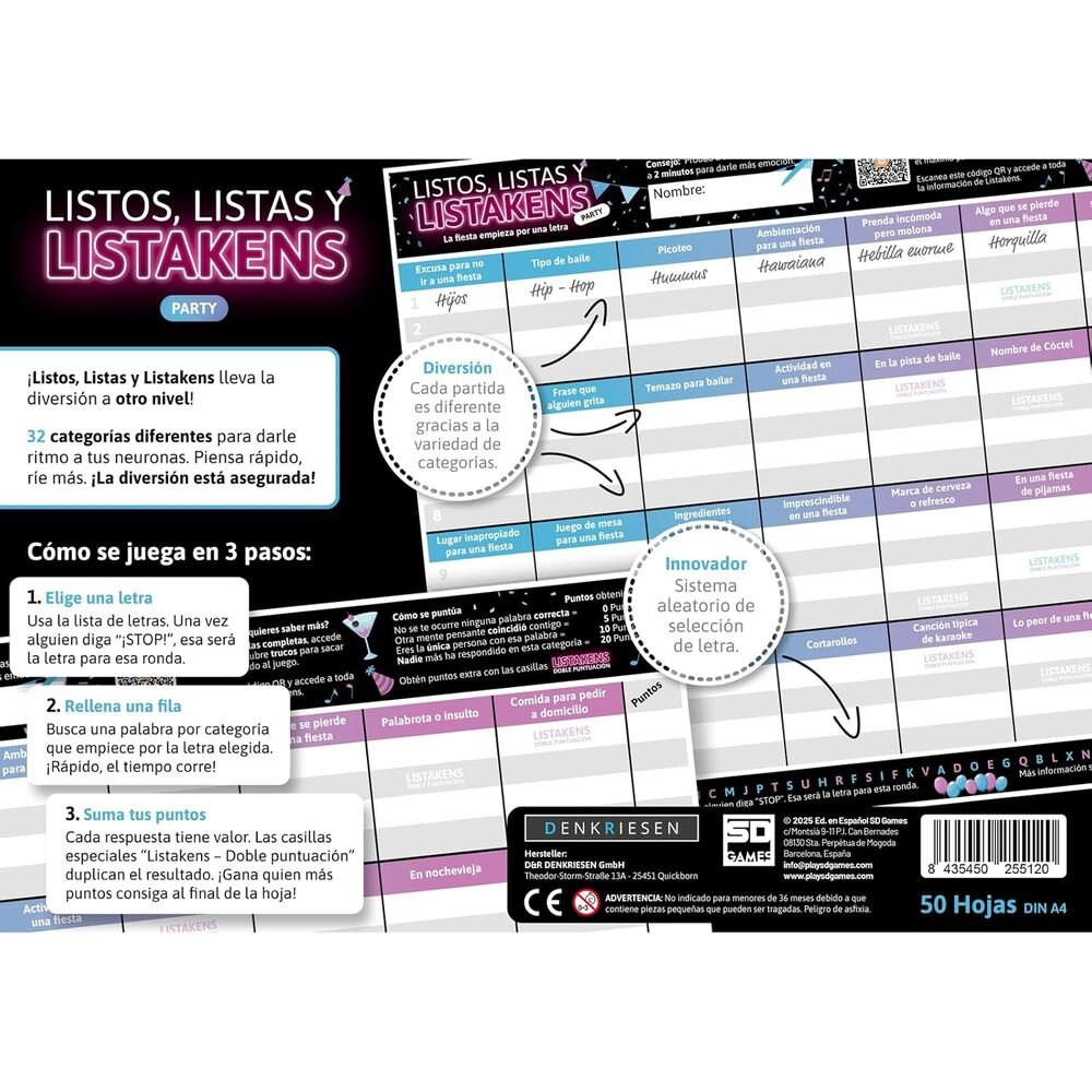 Spanish Listos Listas y Listakens Party board game - Image 4