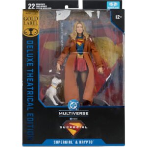 DC Comics Supergirl Deluxe Theatrical Edition Gold Label Collection Supergirl & Puppy Kripto figure 18cm