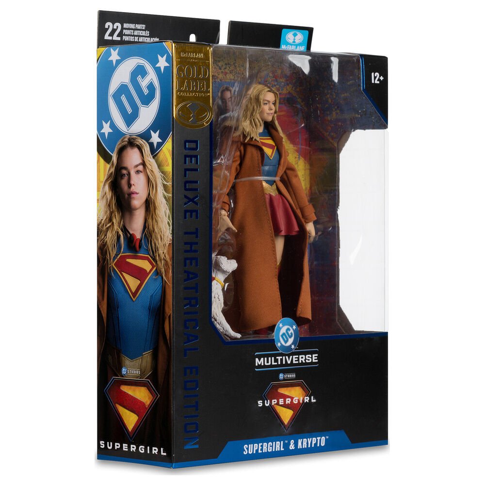 DC Comics Supergirl Deluxe Theatrical Edition Gold Label Collection Supergirl & Puppy Kripto figure 18cm - Image 6
