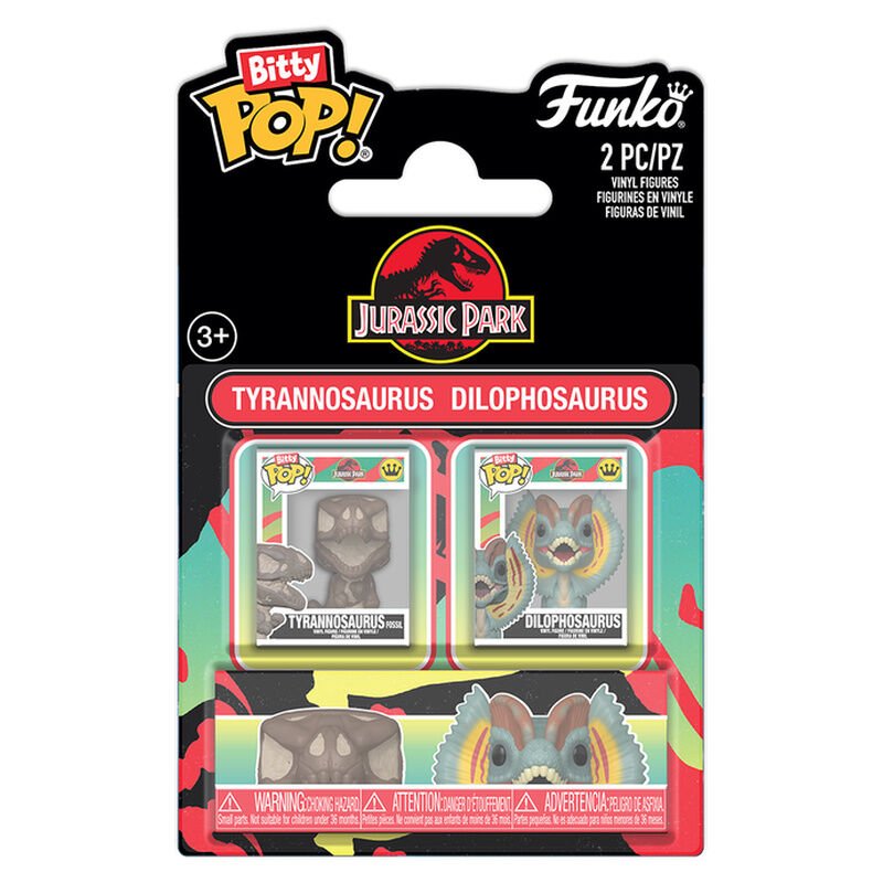 Bitty POP pack 2 figures Jurassic Park Tyrannosaurus Fossil & Dilophosaurus