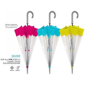 Fluorescent edging transparent assorted automatic umbrella 61cm