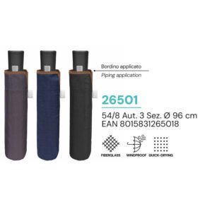 Assorted plain automatic umbrella with trim 54cm