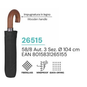 Black automatic folding umbrella 54cm