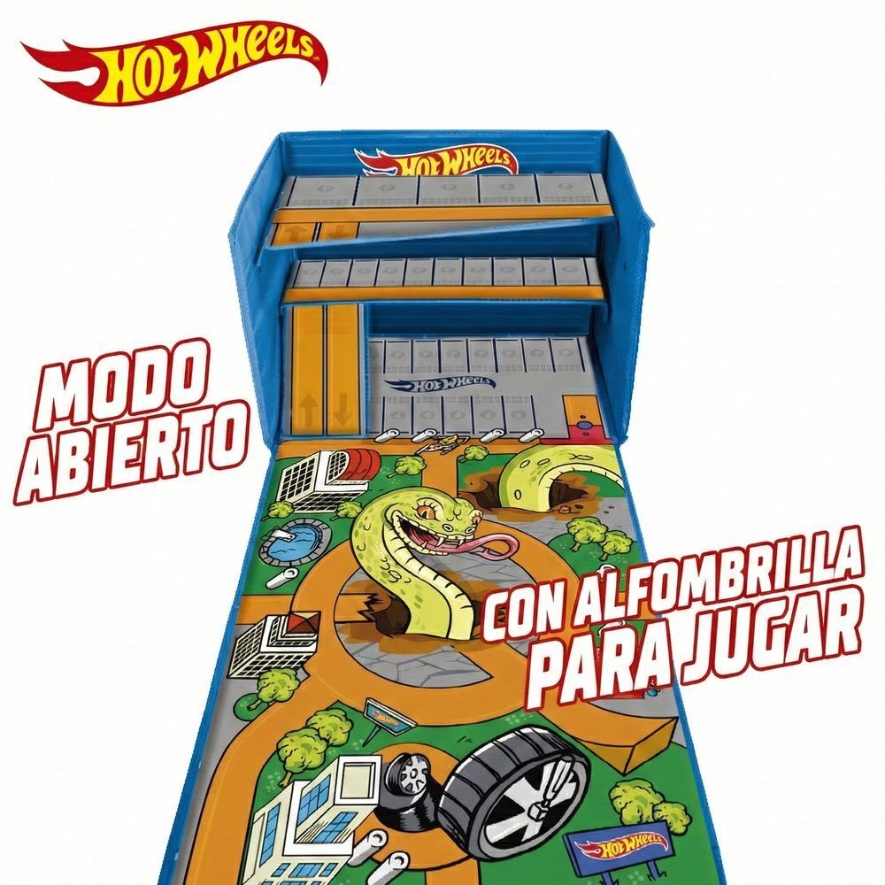 Hot Wheels Car organizer box with track and play area - Image 3